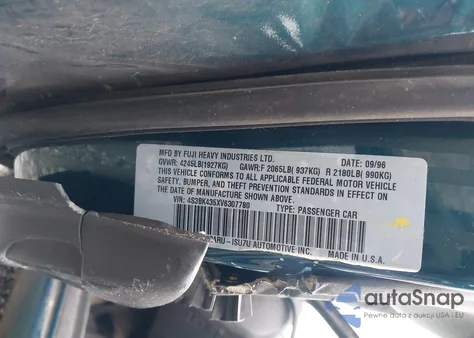 1997 Subaru Legacy L/Postal Rhd z USA, uszkodzony, nr VIN 4S3BK435XV6307780